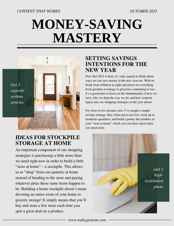 Money-Saving Mastery Weekly Package 1/2/24