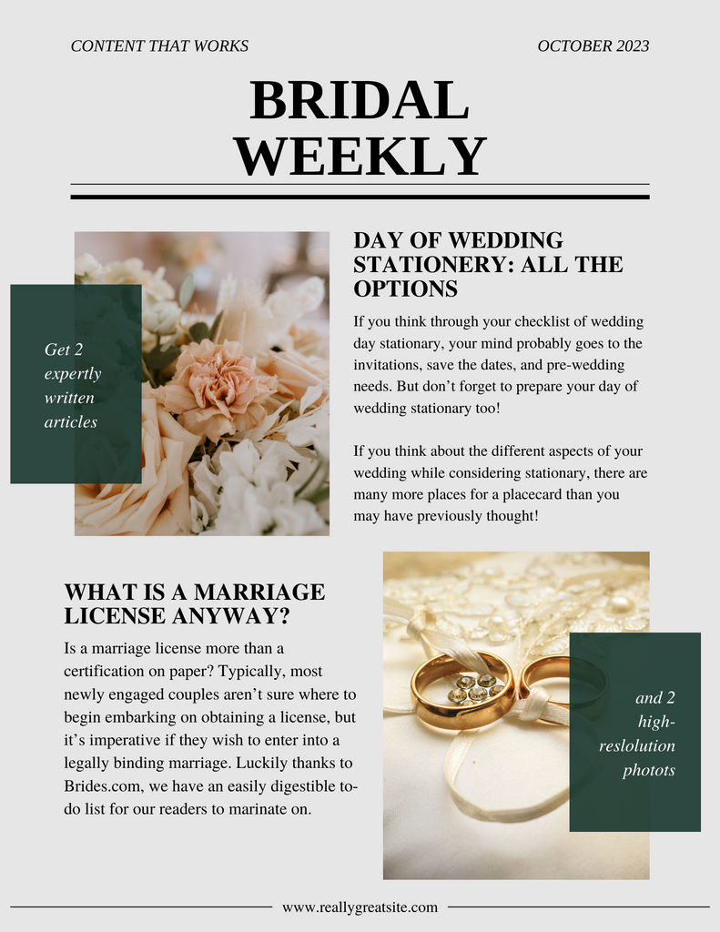 Bridal Weekly Package 10/26/23