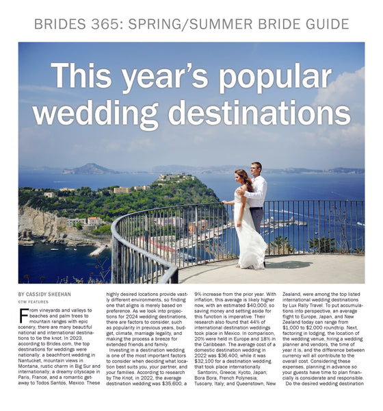 Bride 365: This Year's Popular Wedding Destinations