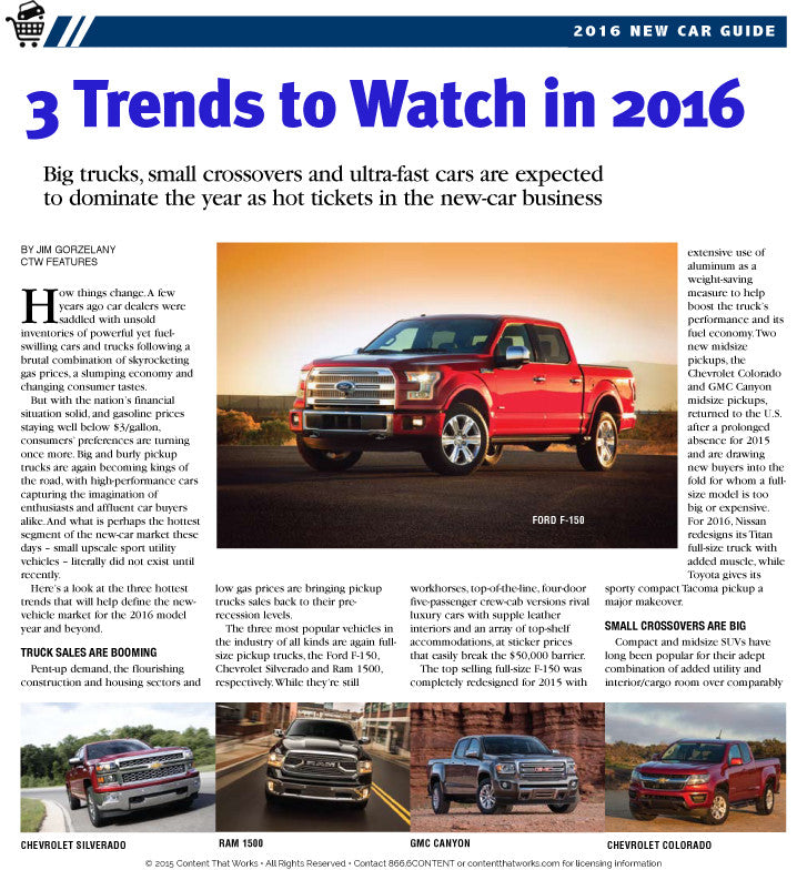 New Car Guide: 2016 Model Year - The Content Store