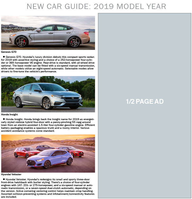 New Car Guide: 2019 Models